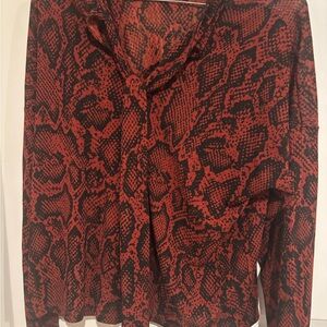 Jones New York Red and Black Blouse